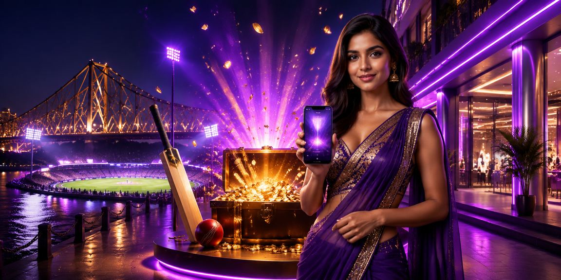 Digital cricket betting interface in Indian neon scene